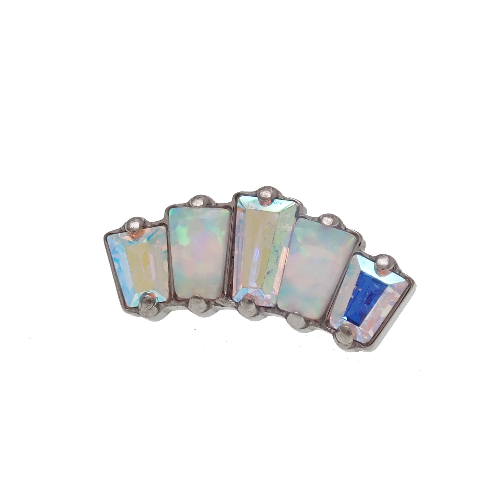 Marquise opal and AB CZ push fit body jewelry by Body Clickers with labet stud in 14g, 16g, 18g, and 20g sizes.