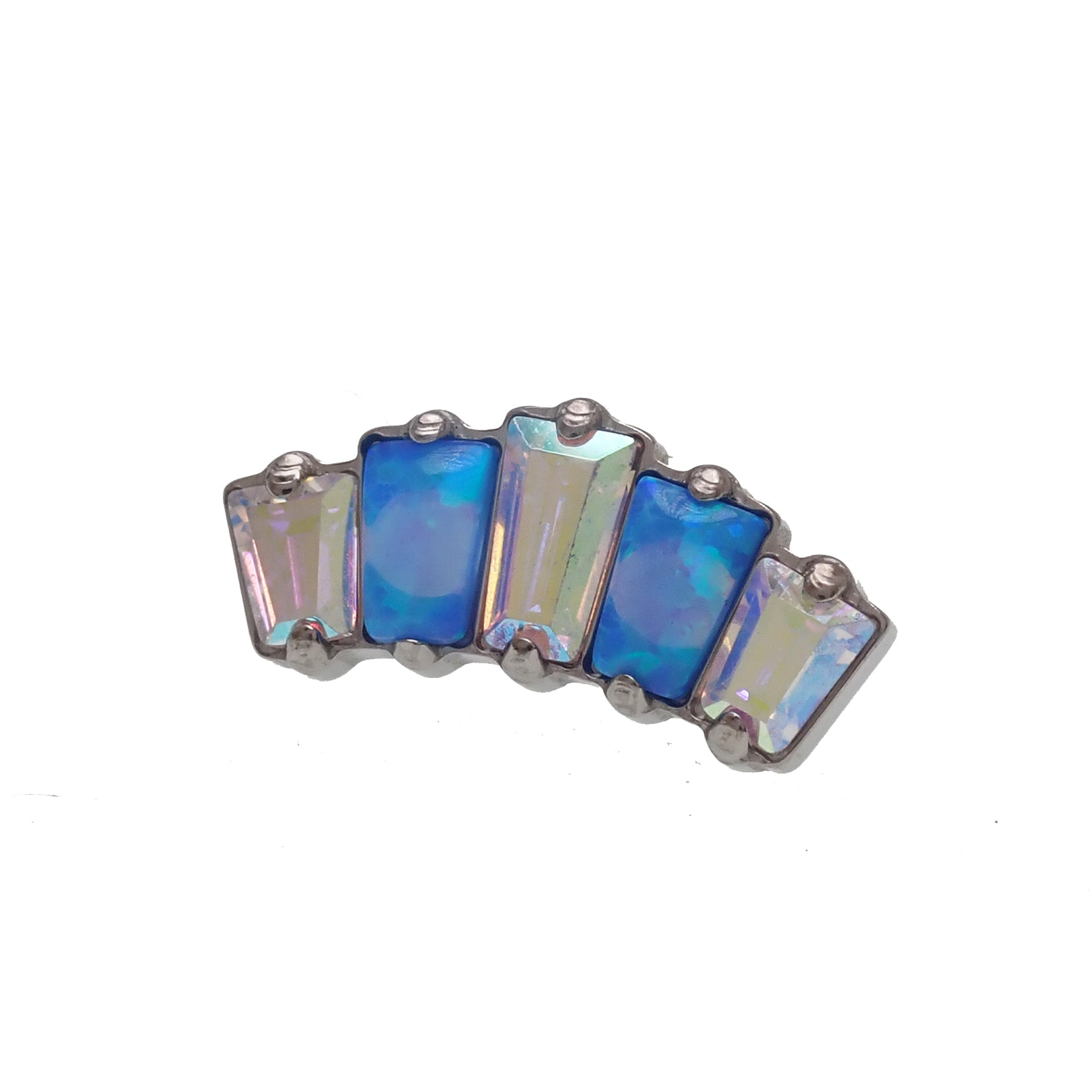 Body Clickers Marquise Opal and AB CZ push fit body jewelry with labet stud in 14g, 16g, 18g, and 20g gauges.