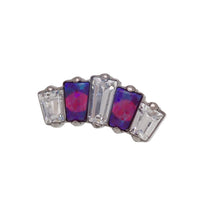 Body Clickers Marquise Opal and AB CZ push fit labret stud body jewelry in 14g to 20g with clear CZ and opal accents.