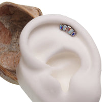 Marquise opal and AB cubic zirconia push fit body jewelry by Body Clickers in 14g to 20g with labet stud, clear stones.