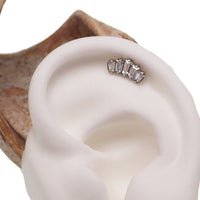 Body Clickers marquise opal and AB CZ push fit body jewelry with labet stud in 14g, 16g, 18g, or 20g sizes, clear stones.