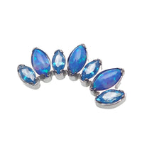 Titanium Opal and CZ 7-Petal Crown flatback body jewelry by Body Clickers, internally threaded 18G with 6mm diameter.