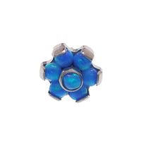 Body Clickers titanium body jewelry with clear CZ and opal flower push fit attachments for body piercing.