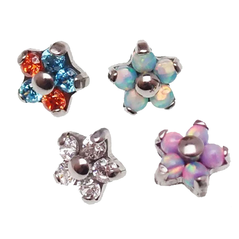 Clear CZ Micro Daisy attachment for 16g Body Clickers body jewelry, showcasing a delicate floral design in the image.