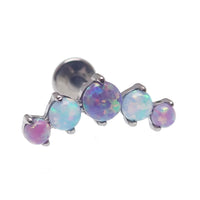 Opal CZ Blaze-Set Cluster Flatback Labret in 18g, 16g, 14g body jewelry with blue, pink, and white stones by Body Clickers.