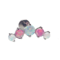 Opal CZ Blaze-Set Cluster Flatback Labret body jewelry in 14g, 16g, 18g with blue, pink, white opal accents by Body Clickers.