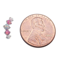 Opal CZ Blaze-Set Cluster Flatback Labret Body Jewelry in 18g, 16g, 14g with blue, pink, and white stones by Body Clickers