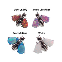 Dark cherry Opal Bee titanium flat back body jewelry by Body Clickers in 14g, 16g, and 18g gauges.