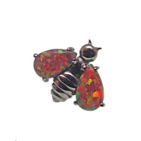 Dark cherry Opal Bee titanium flat back body jewelry by Body Clickers in 14g, 16g, and 18g sizes, featuring a bee design.