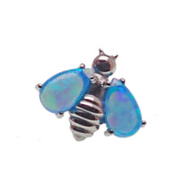 Dark cherry Opal Bee titanium body jewelry with flat back in 14g, 16g, or 18g by Body Clickers, featuring a bee-shaped design.