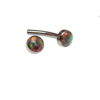 Dark cherry curved cabochon opal barbell body jewelry in 16g with 3mm to 6mm stones, from Body Clickers.