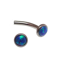 Dark cherry curved cabochon opal barbell body jewelry in 16g with a sleek design, suitable for body piercing.