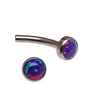 Dark cherry curved cabochon opal barbell body jewelry by Body Clickers, 16g, with 3mm to 6mm stones.