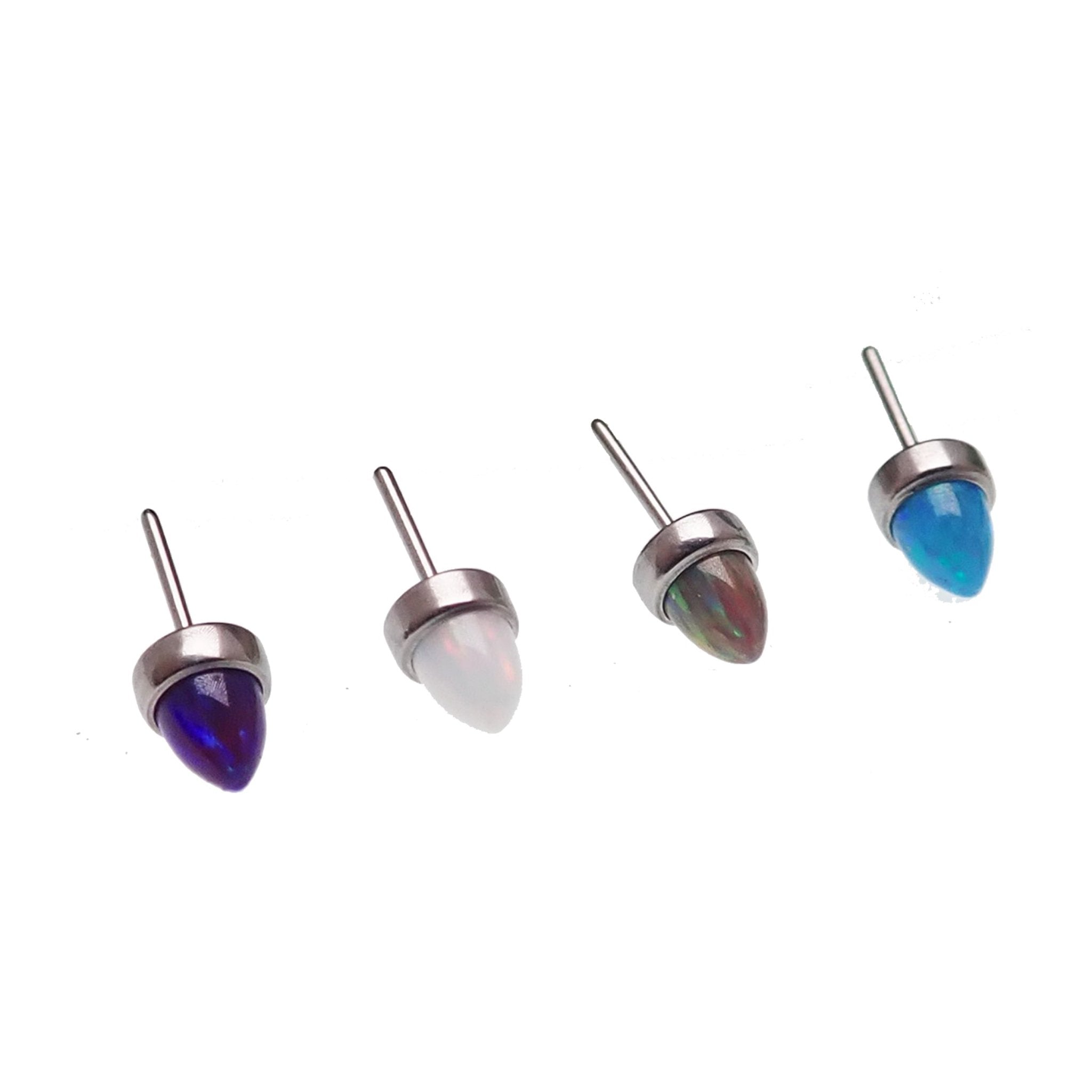 Dark cherry 3mm opal cone push fit top attachment for body jewelry by Body Clickers, showcasing a sleek and colorful design.