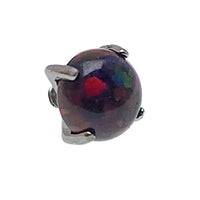Dark flame flat prong opal 3mm top attachment for 16g body jewelry by Body Clickers, showcasing a sleek and secure design.