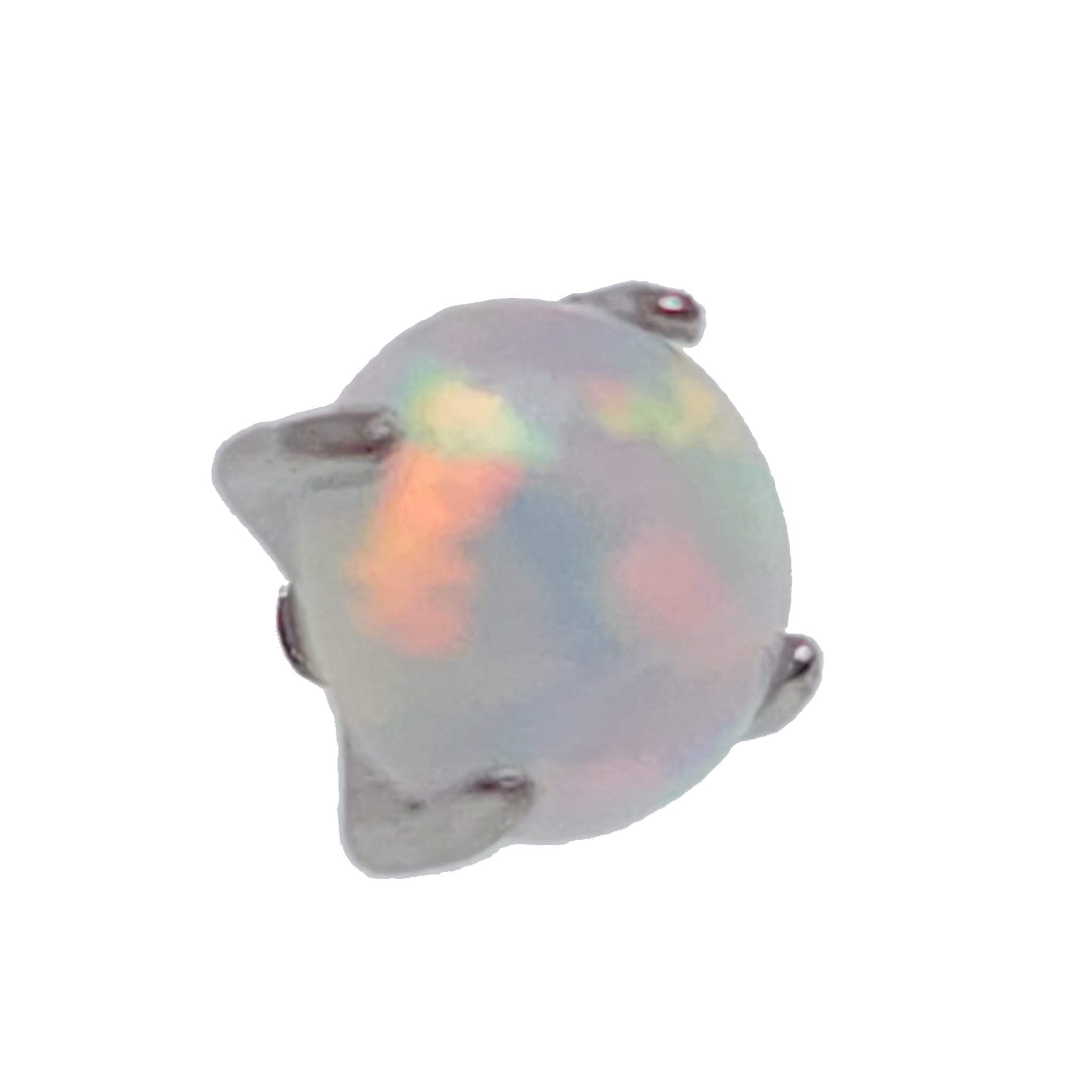 Dark flame flat prong opal 3mm top attachment for 16g Body Clickers body jewelry, showcasing a sleek and elegant design.