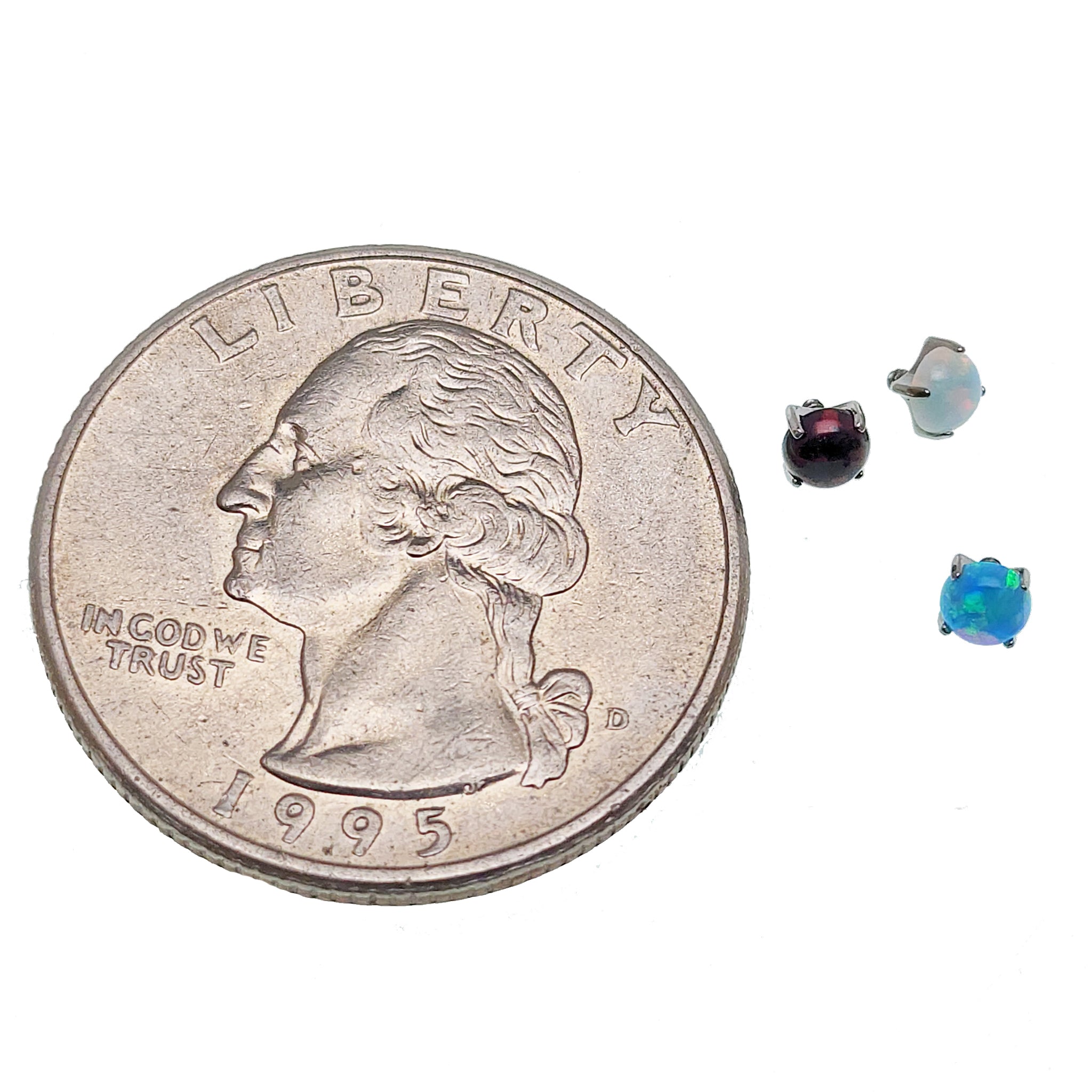 Dark flame flat prong opal 3mm top attachment for 16g body jewelry by Body Clickers, designed for body piercing adornment.