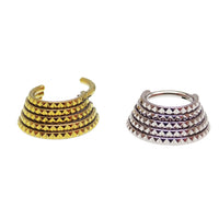 5-tier stacked engraved clicker body jewelry by Body Clickers with detailed metalwork and multiple connected segments.