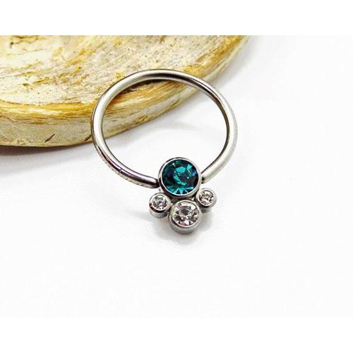 Titanium body jewelry CBR 4-stone bubble cluster ring in 16g with a sleek design and sparkling stones, by Body Clickers