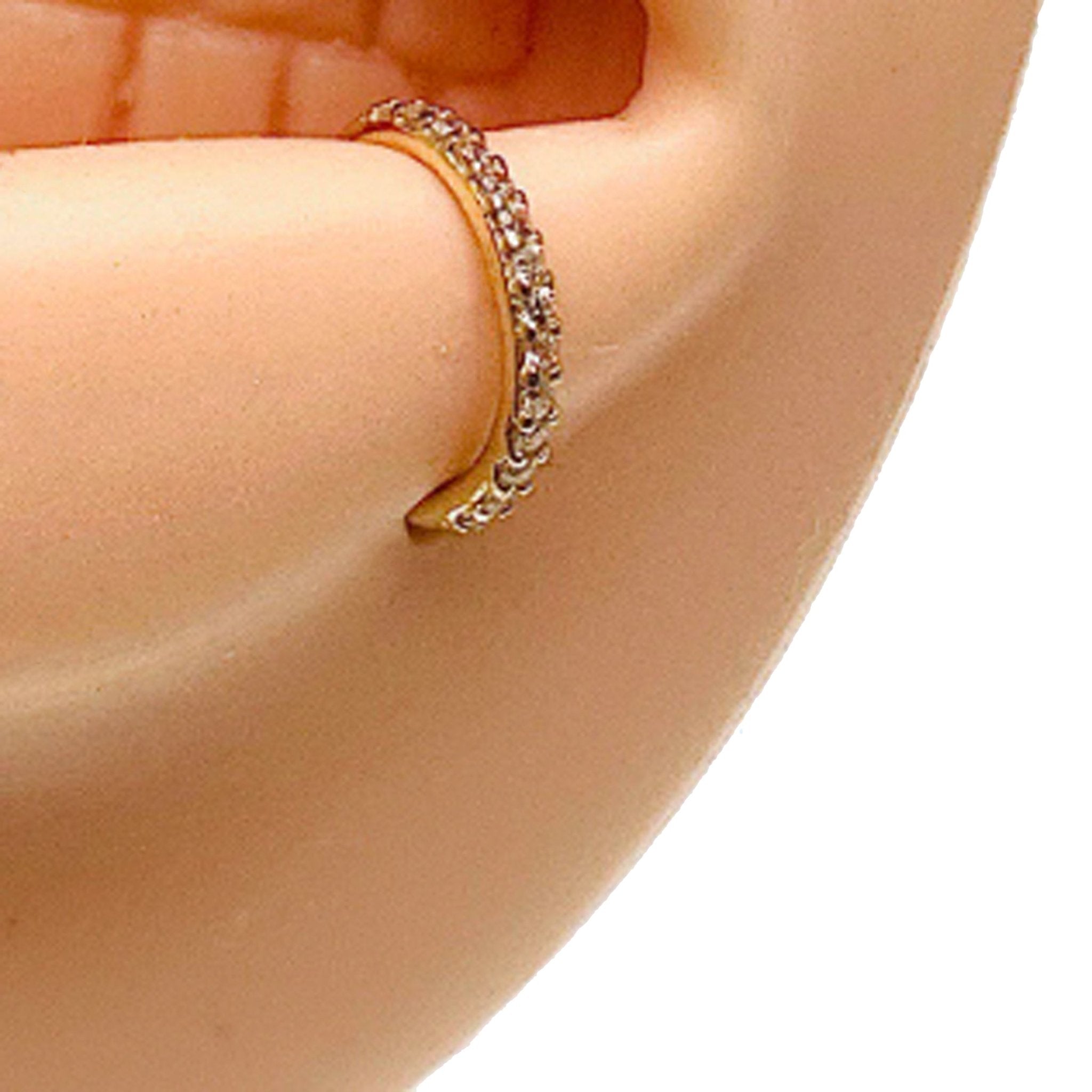 CZ 14k gold hinged clicker ring for body jewelry, featuring a 16g size and elegant design, by Body Clickers.