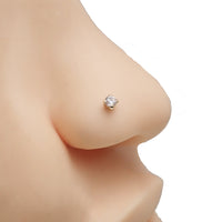 CZ 14k gold nose stud in 20g body jewelry by Body Clickers, showcasing a shiny gold nose piercing with a small CZ stone.