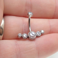 CZ cluster belly ring 14g body jewelry by Body Clickers featuring a sparkling cluster design for belly piercing.