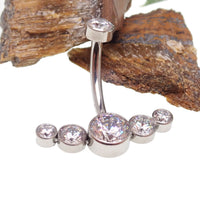 CZ Cluster Belly Ring 14g body jewelry with sparkling cubic zirconia cluster design, featuring a silver-tone finish.