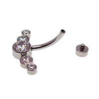 CZ Cluster Belly Ring 14g body jewelry featuring a cluster design, suitable for navel piercing, by Body Clickers.