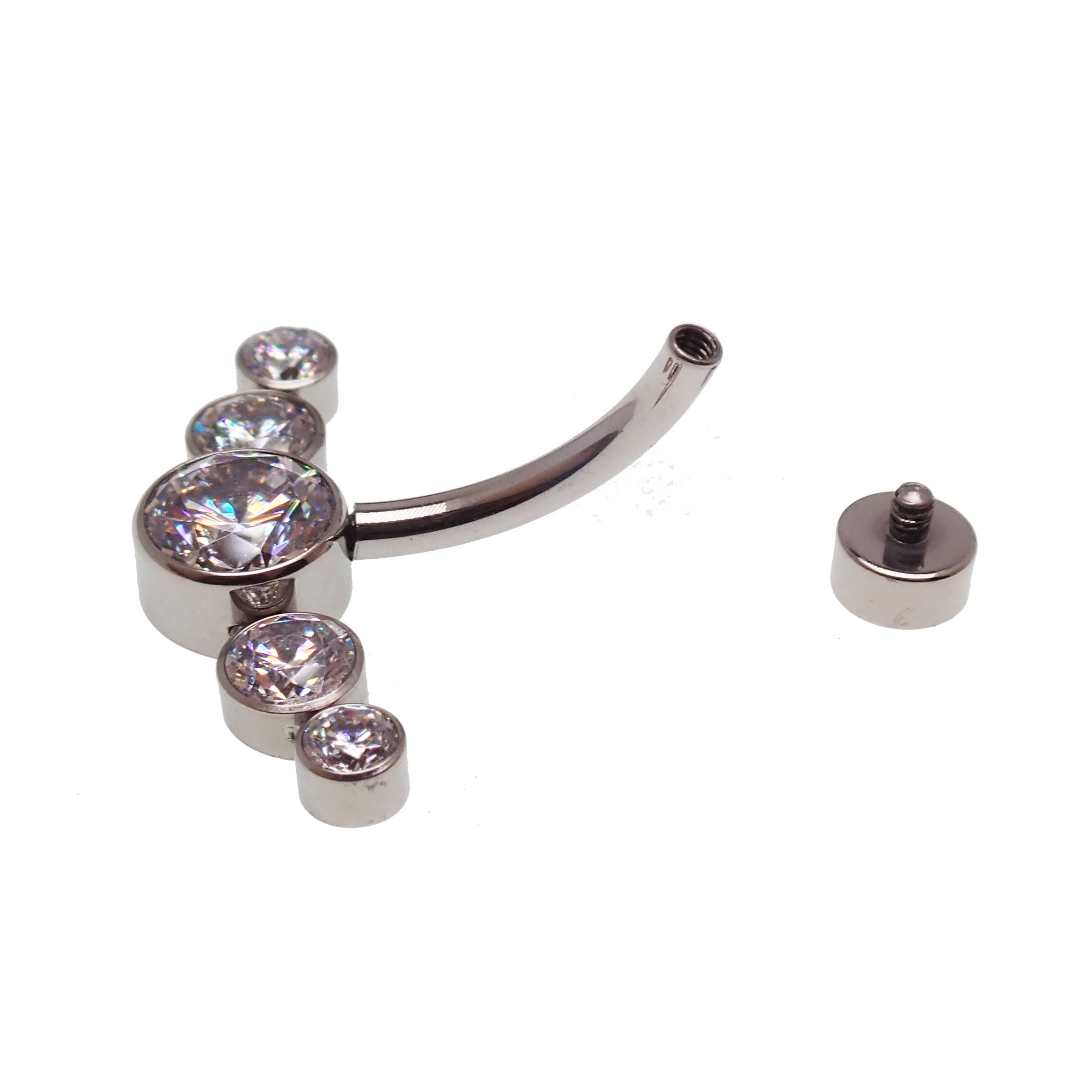 CZ Cluster Belly Ring 14g body jewelry featuring a cluster design, suitable for navel piercing, by Body Clickers.