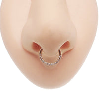 CZ crystal 14k gold hinged 8mm clicker body jewelry with 16g gauge, featuring sparkling stones and a smooth hinged design.