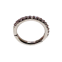 CZ crystal 14k white gold hinged clicker ring for body jewelry, showcasing the sparkling 8mm round gemstone and sleek design.