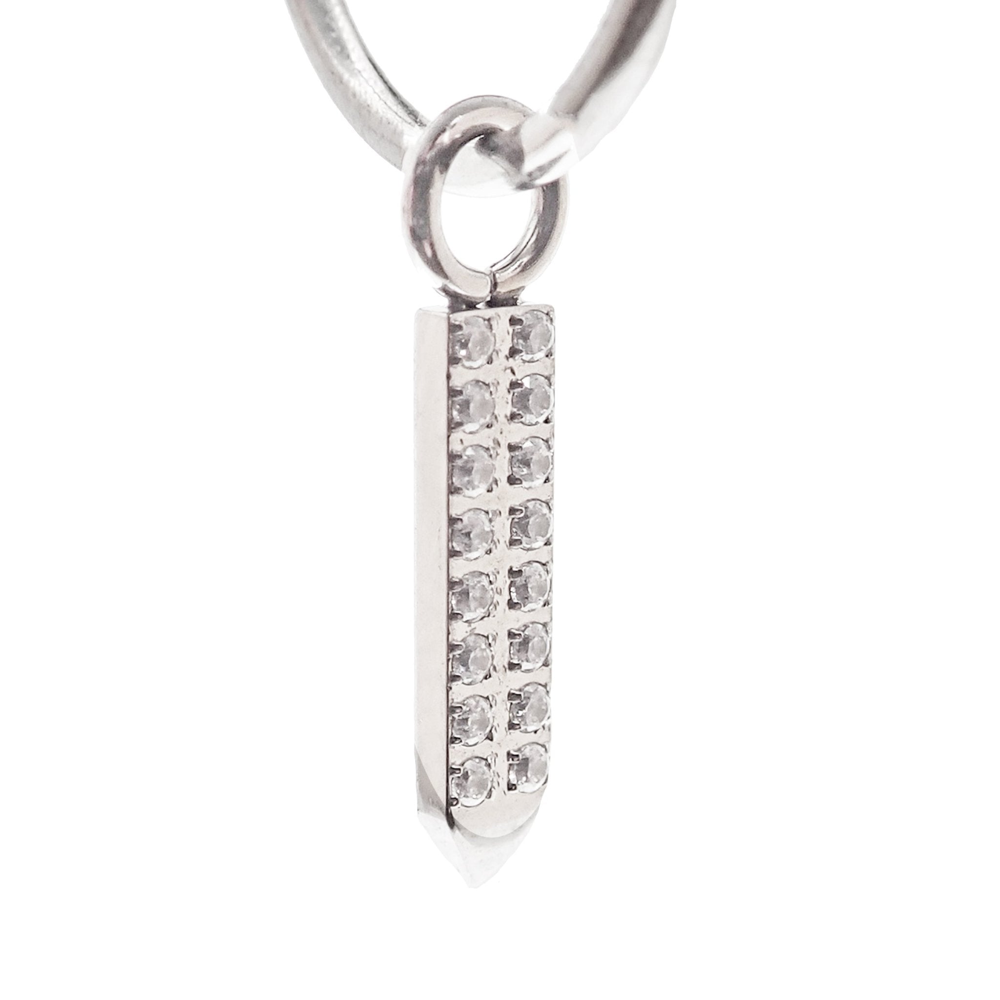 Body Clickers Halobes Charms CZ Arrow body jewelry hoop with dangling arrow charm, sold separately, designed for body piercing adornment.