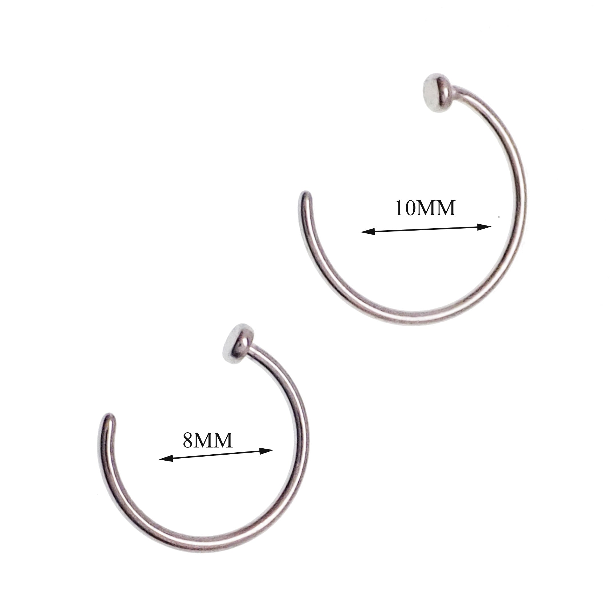 Titanium nose ring with stop, 20g, from Body Clickers, body jewelry featuring a sleek implant design and secure closure.
