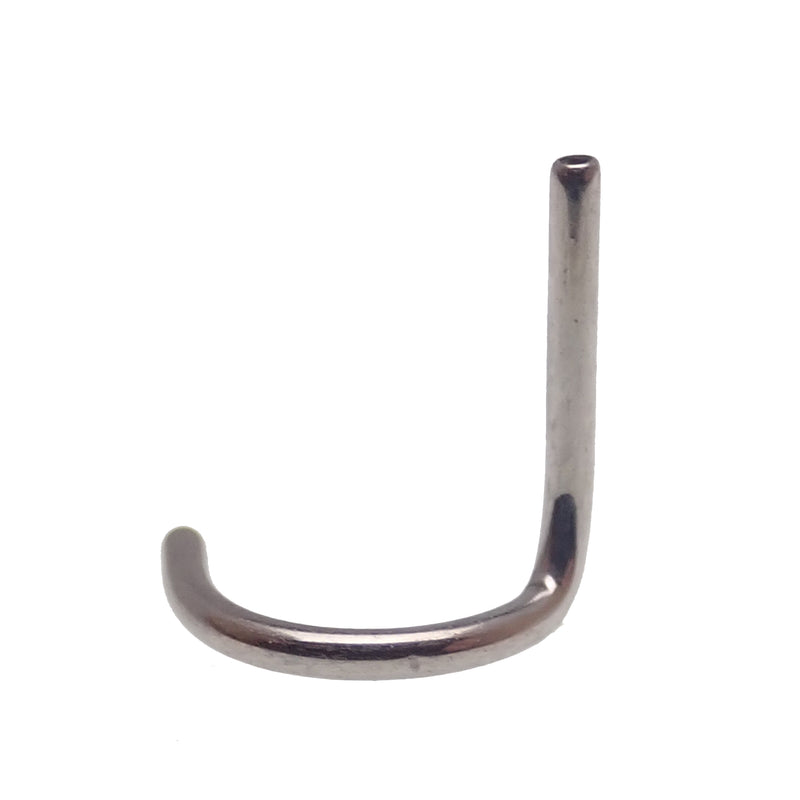 Body Clickers nose curl push fit back only 20g body jewelry, close-up of the nose piercing with curved shape and secure backing.