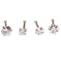Set of 4 Body Clickers nose jewelry including CZ star, circle, square, and heart nose studs in 20g body jewelry.