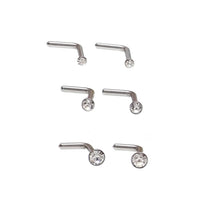Set of 6 Body Clickers nose L-curves body jewelry in 18g, featuring curved design for nasal piercing.