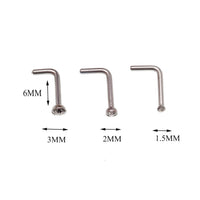 Set of 6 Body Clickers nose L-curves body jewelry in 18g gauge, featuring curved design for nose piercings.