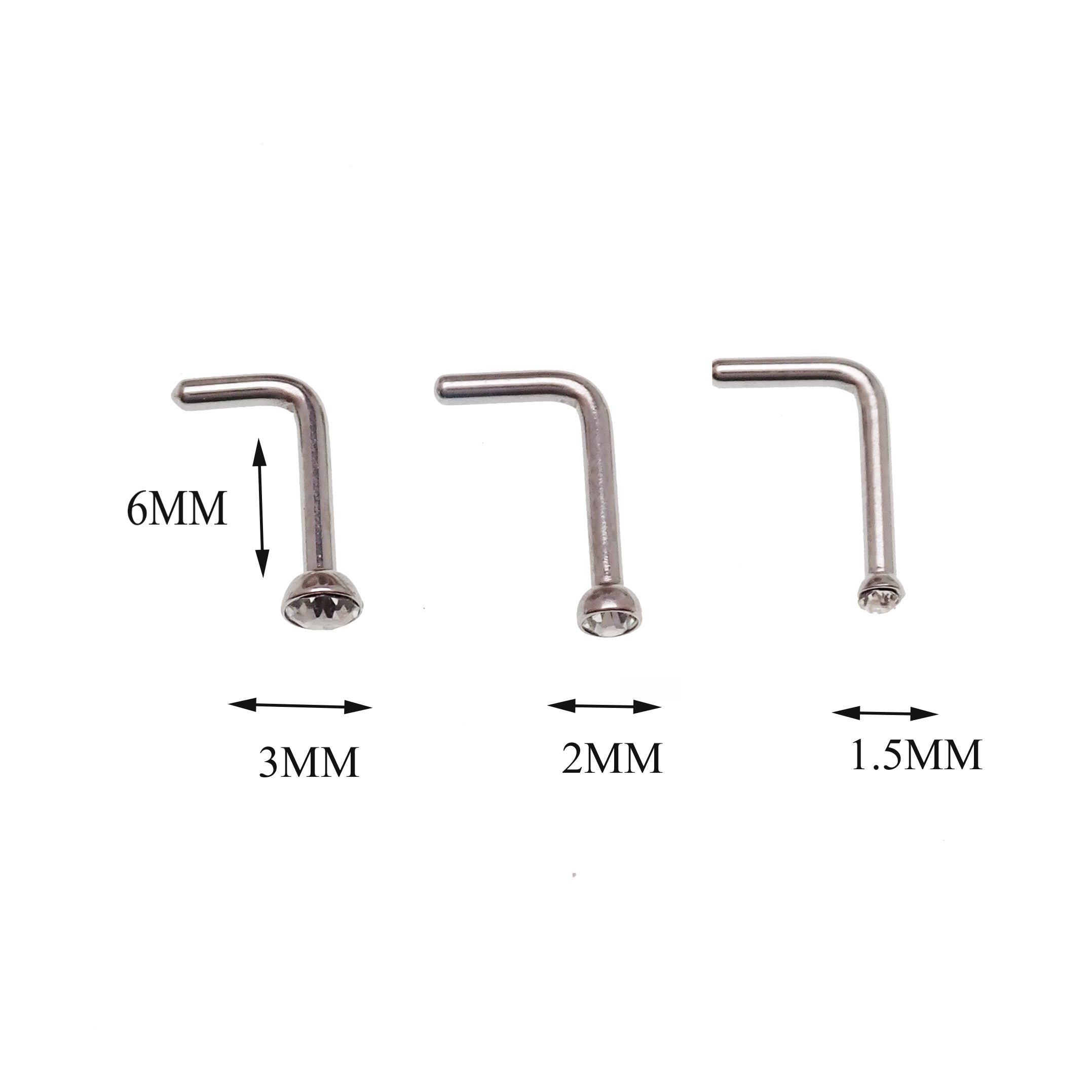 Set of 6 Body Clickers nose L-curves body jewelry in 18g gauge, featuring curved design for nose piercings.