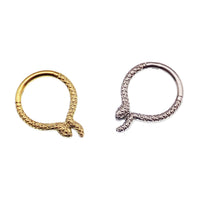 Snake titanium septum and daith clicker jewelry in 16g, 8mm size, featuring a sleek snake design from Body Clickers Body Jewelry