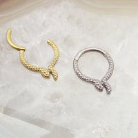 Snake titanium septum and daith clicker in 16g with 8mm design from Body Clickers Body Jewelry.