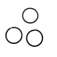 Set of 3 black steel seamless pull-apart rings for body jewelry, 20g, by Body Clickers featuring smooth, round design.