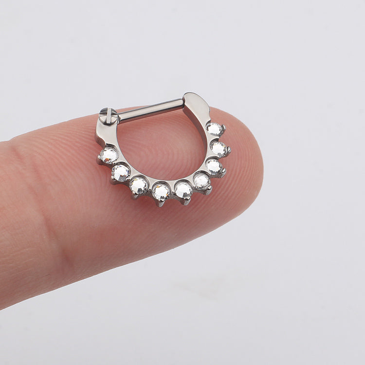 Swarovski Clear Crystal Crown Clicker body jewelry in 16g with a sparkling crown design, made by Body Clickers.