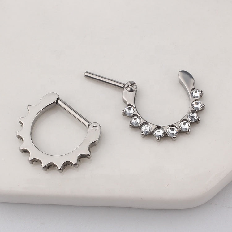 Swarovski Clear Crystal Crown Clicker body jewelry in 16g with a sparkling crystal design on a silver-tone clicker.