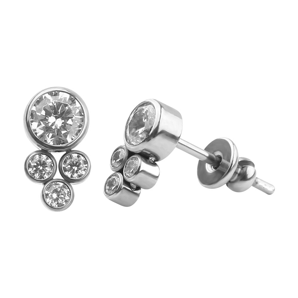 Titanium cluster earrings by Body Clickers Body Jewelry featuring multiple small titanium beads in a stylish cluster design