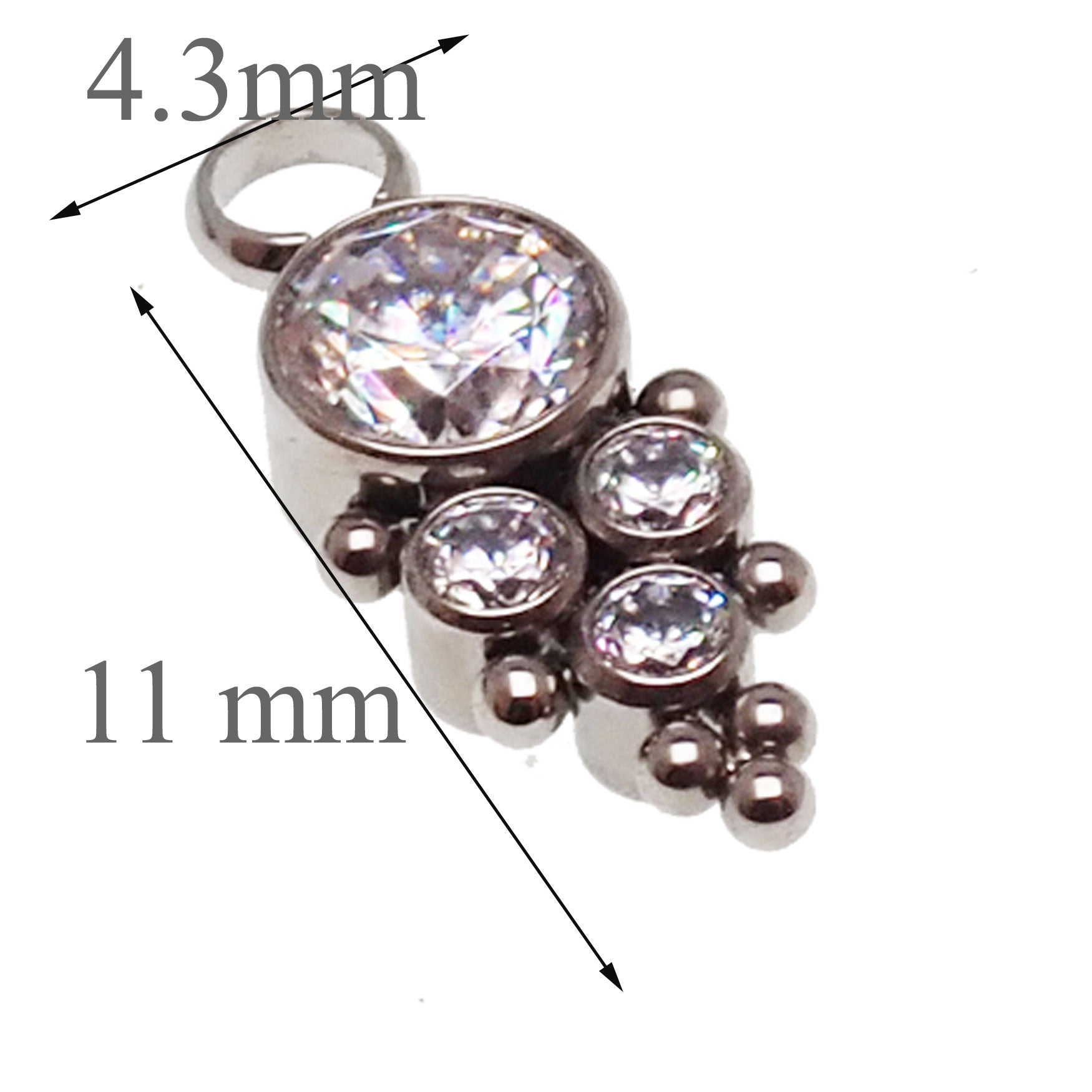 Beaded CZ charm titanium hoop earrings in 16g and 18g, stylish body jewelry by Body Clickers Body Jewelry