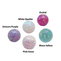 Fuchsia orchid 6mm Fire Opal Balls body jewelry by Body Clickers, 14g internally threaded for piercing accessories.