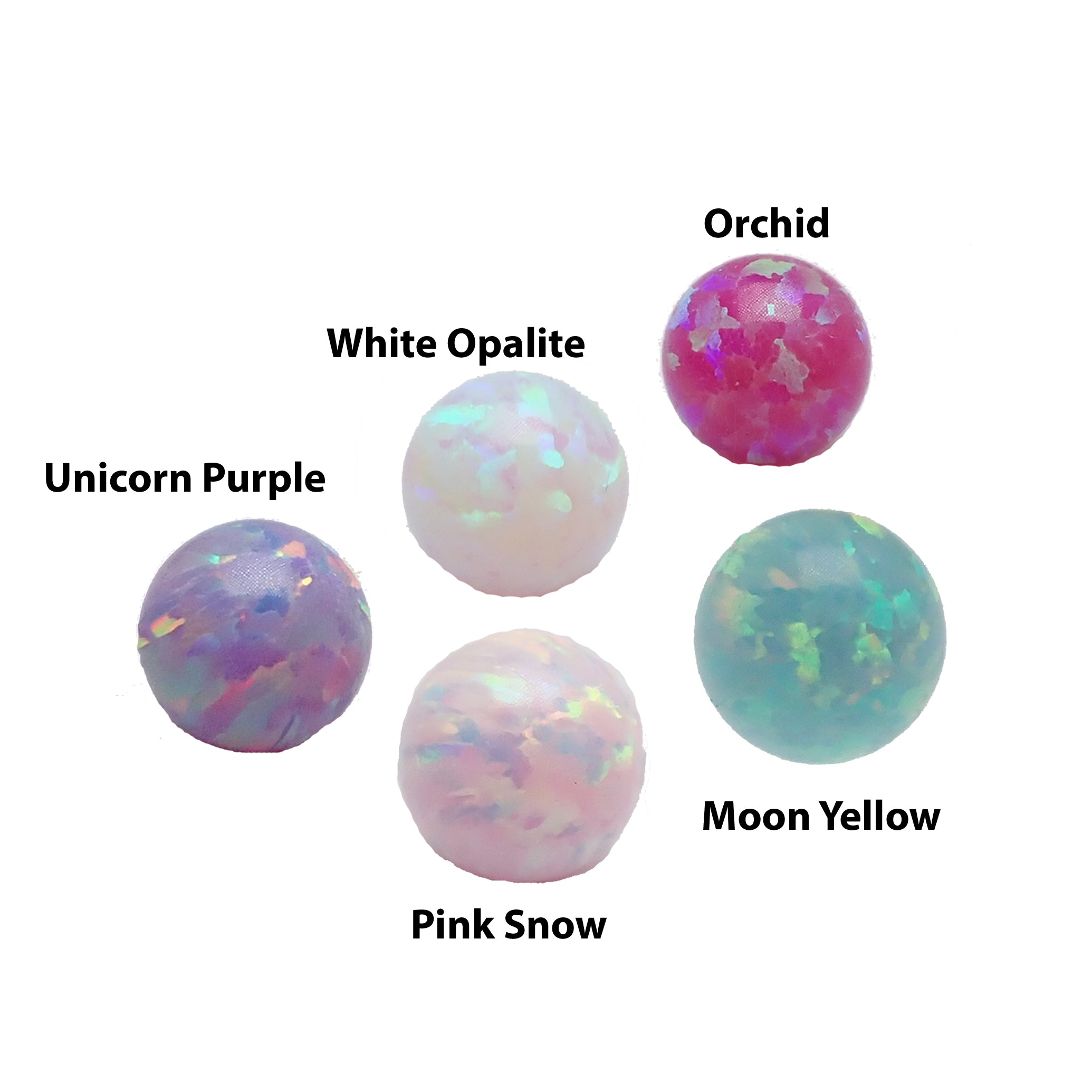 Fuchsia orchid 6mm Fire Opal Balls body jewelry by Body Clickers, 14g internally threaded for piercing accessories.