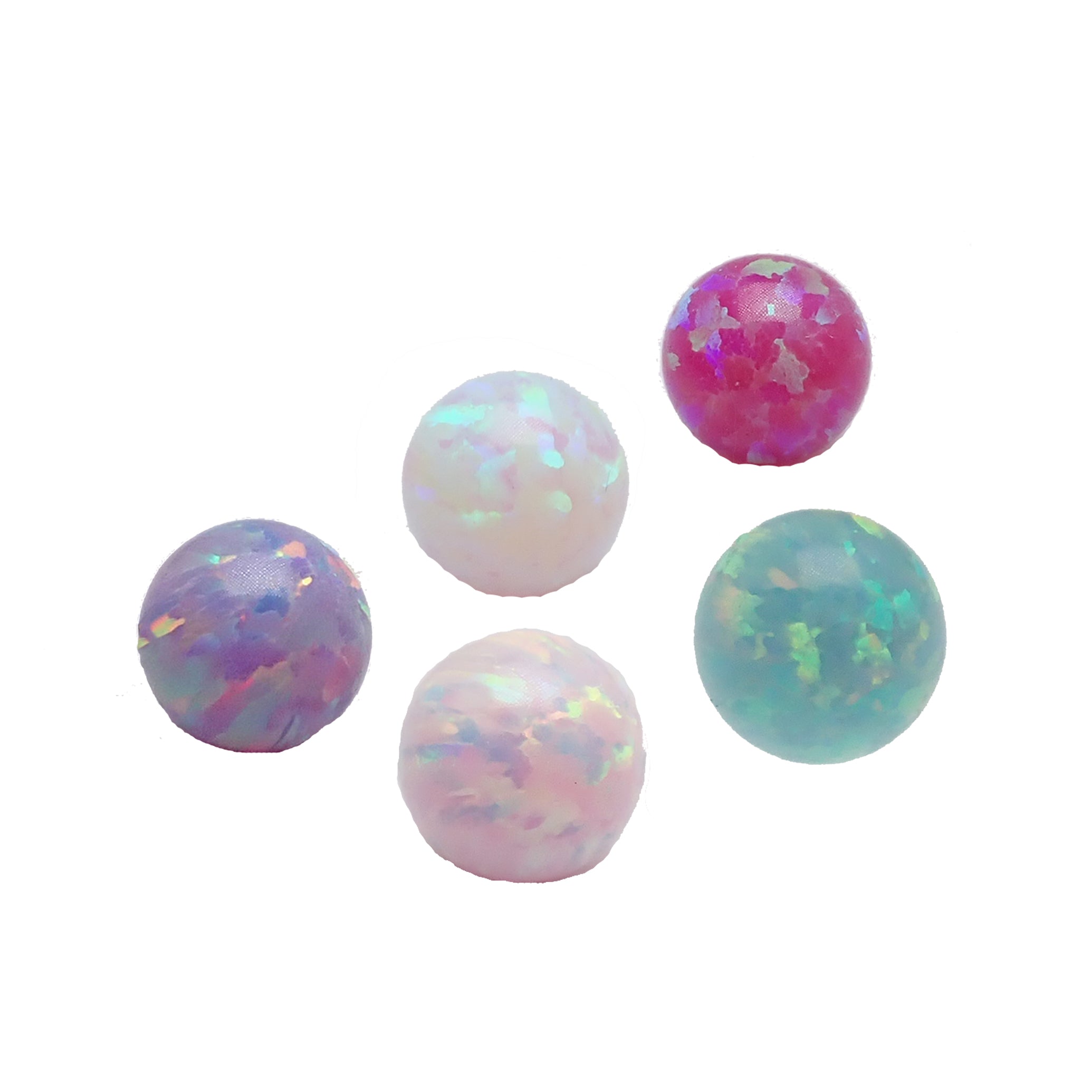 Fuchsia orchid 6mm Fire Opal body jewelry balls, 14g internally threaded, from Body Clickers.