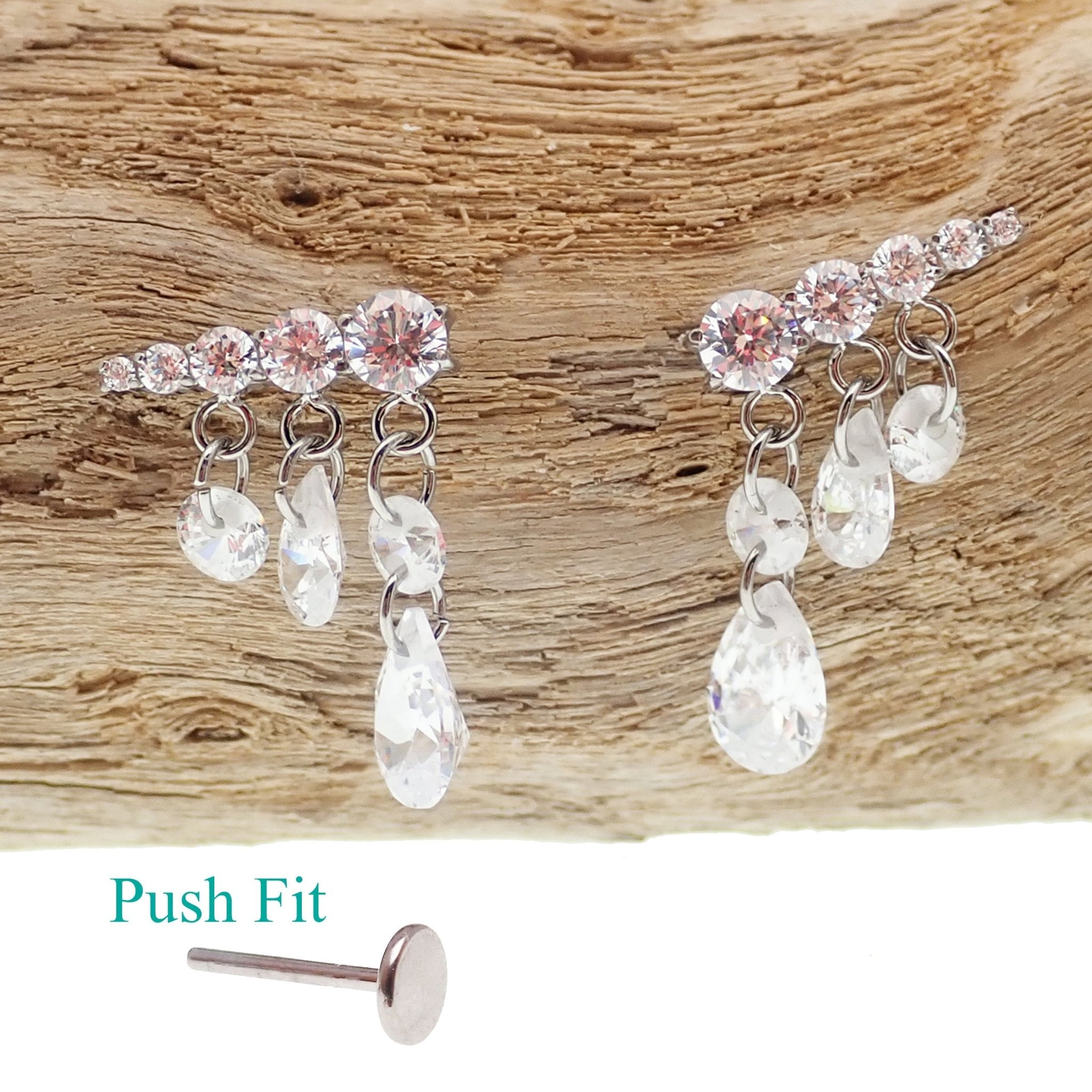 Titanium Threadless Push Fit Dangle Earring 20g, 18g, 16g, 14g - Body Clickers Body Jewelry