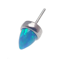 Body Clickers 4mm opal cone push fit top attachment for body jewelry, featuring a sleek, polished design with a vibrant opal gemstone.